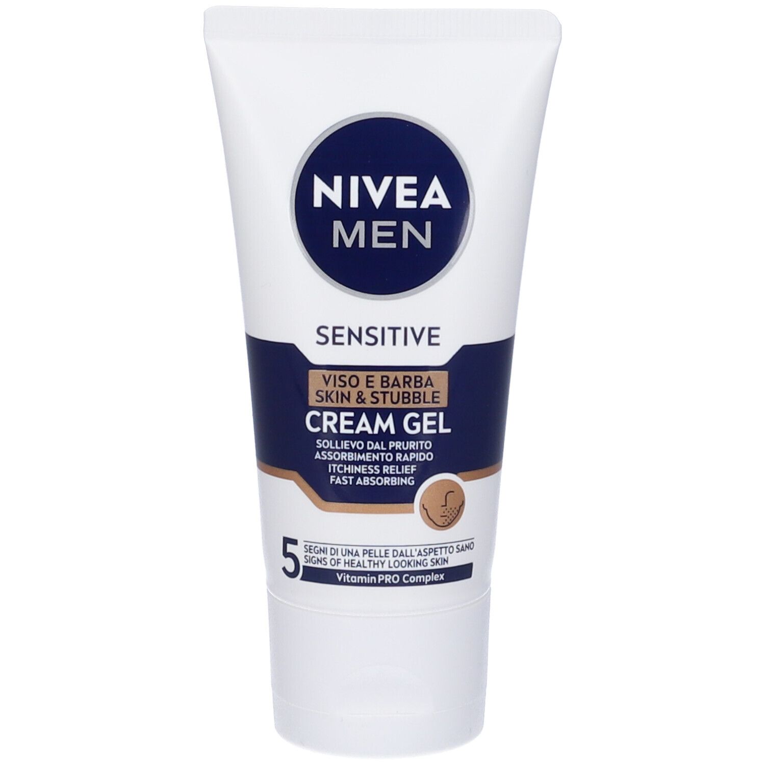 Nivea Men Sensitive Viso e Barba Cream Gel 50 ml, Crema viso uomo per