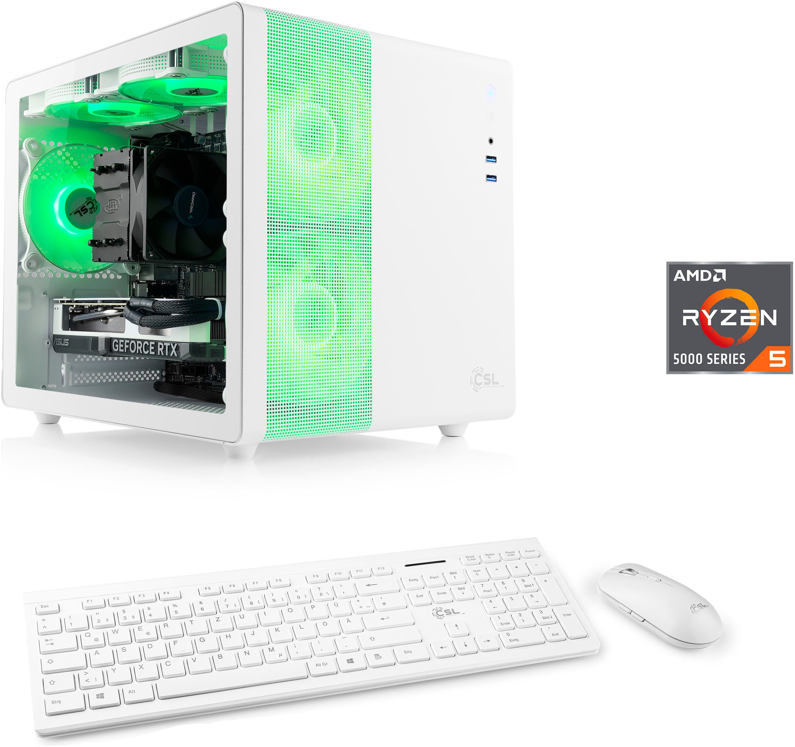 CSL PC "Cube V24180", weiß, Microsoft Windows 11 Home (64 Bit), 16 GB RAM 500 GB SSD, Desktop-PCs, PC Image