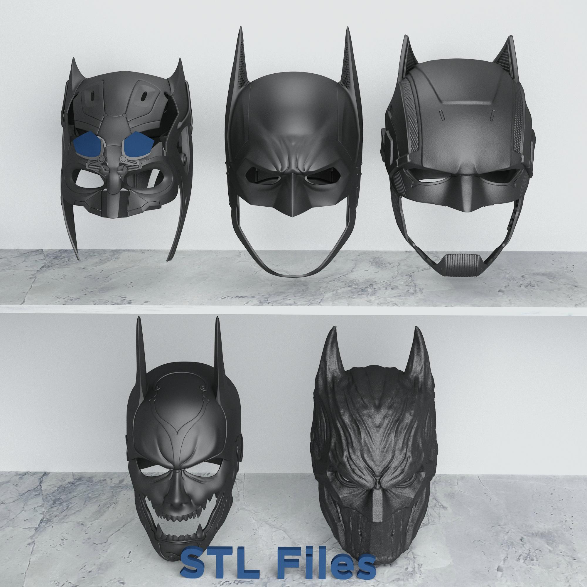 Set di maschere da supereroe per la stampa 3D, modello STL 3D di casco da eroe, file di stampa digitale STL di casco da eroe dei fumetti, stampa 3D di
