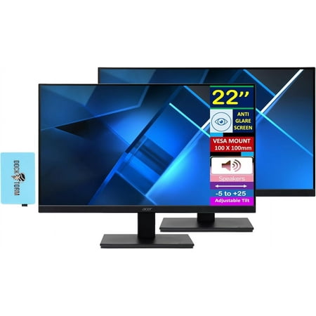 Acer Vero V227Q H FHD Free Sync Monitor with 4ms Response Time Built-in Speakers Anti Glare VESA Mount (100mm) HDMI & Dockztorm USB Port Expander Black (UM.WV7AA.H01-2025 Latest Model) 2 Pack