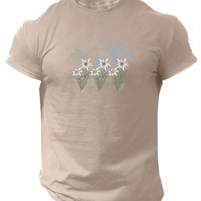 TEMU Mountains Switzerland Spring And Summer Men's Short-sleeved T-shirts Printed Tops Summer T-shirts Image