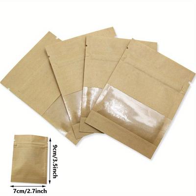 TEMU 100pcs Small Resealable Coin Envelopes Bags With Clear Window Brown Packets For Coin Storage Party Favor Mimi Sample Bags Image