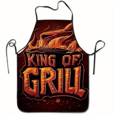 TEMU 1pc Apron - Design, Durable Polyester Sleeveless Bib Apron For , Home Kitchen Baking Bbq Cooking Accessory, Flat Accessories, Grilling Essentials, Vibrant Print, Easycare Fabric, Image