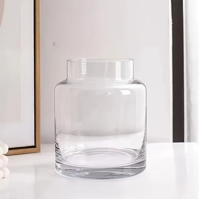 TEMU Elegant Transparent Glass Vase With Accents - Hydroponic Flower Vase For Living Room, Foyer, Study, Bedroom Decoration, Desktop Decoration, Vases Image
