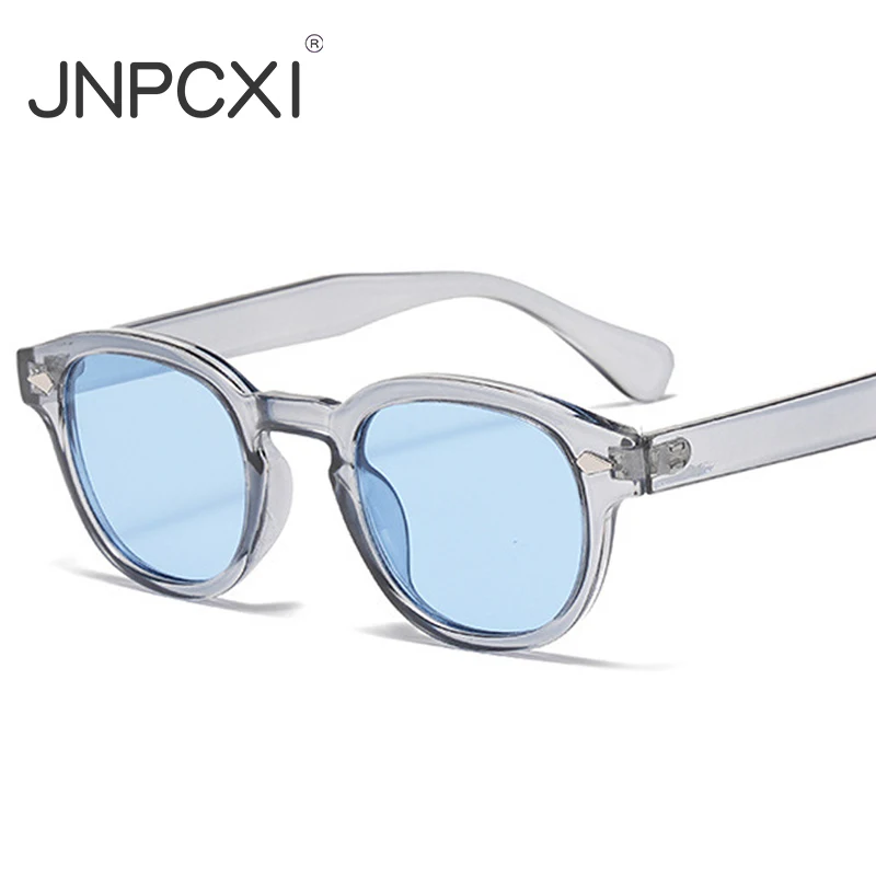 JNPCXI Vintage Runde Sonnenbrille Frauen Männer Retro Niet Blau Farbverlauf Weibliche Sonnenbrille UV400 Image