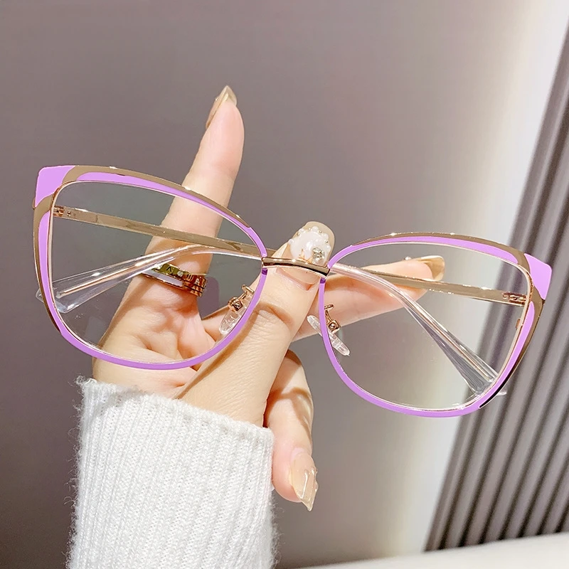 CLLOIO Vielseitige Lesebrille mit Katzenaugenrahmen für Damen, photochrome Anti-Blue-Ray-Brille, Myopie, Hyperopie-Brille Image