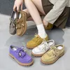 Mokassins Damenschuhe 2025, neue mehrfarbige Damen-Schnür-Loafer, rutschfeste, große Derby-Schuhe