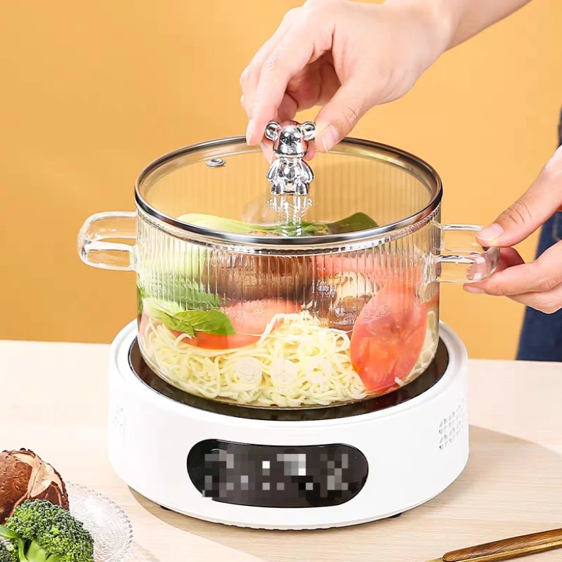 Verdickter Eintopf aus Borosilikatglas, transparenter Kochtopf, Suppentopf, beheizter Doppelgriff-Eintopf mit Deckel, Kochwerkzeug Image