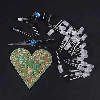 Diy Electronic Kit Heart Shape LED Breathing Light Electronic Kit White Red Blue Electronic