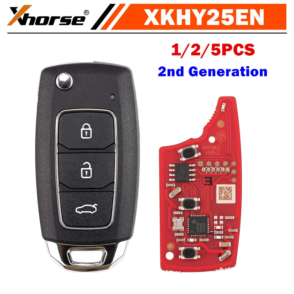 1/5 Stück XHORSE XKHY25EN Messerstil 2. Generation Draht-Fernbedienungsschlüssel Hyundai 3 Tasten Image