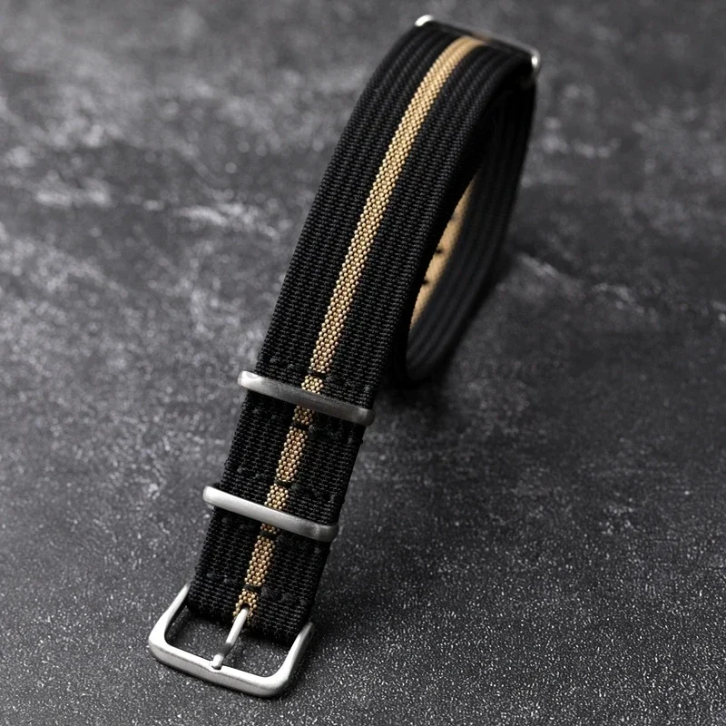 Nylon geripptes Armband 18mm 20mm 22mm Schwarz Gold Stoff Geflecht Armband Militär Sport Herren Armband Zubehör Universal Ersatz Image
