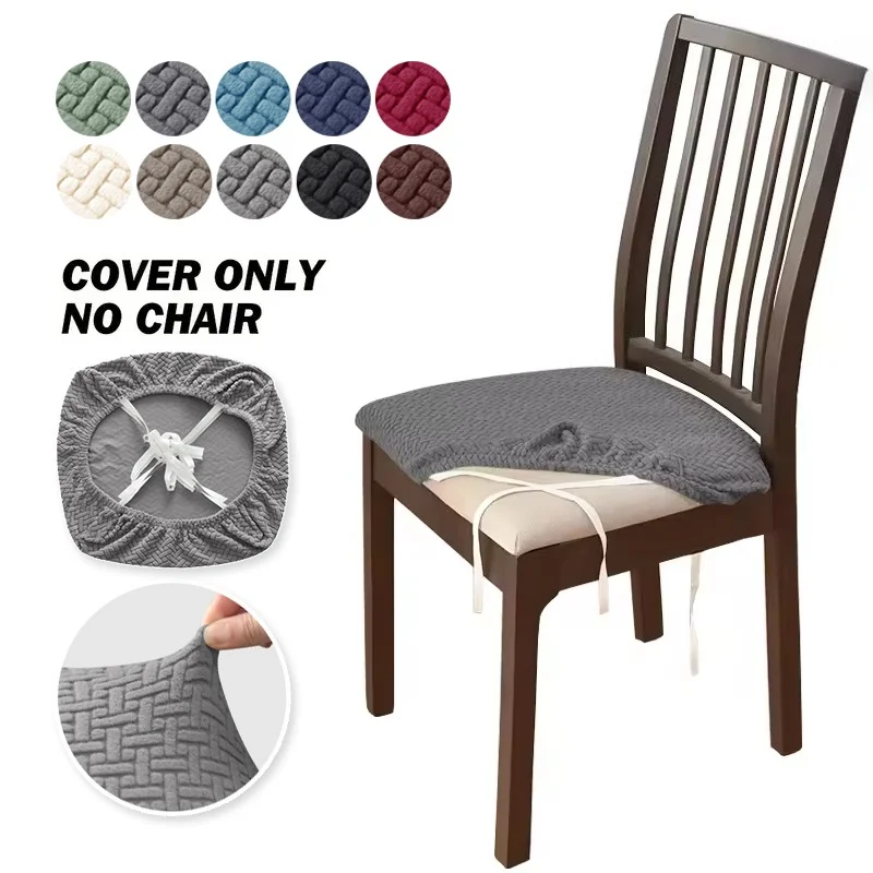 1/4 Stück Esszimmerstuhlbezüge, Jacquard-Stretch-Stuhl-Sitzbezüge, abnehmbare, schmutzabweisende Sitzschonbezüge für Küche, Zuhause, Hotel Image
