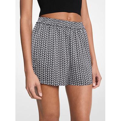 Michael Kors MK2000 Logo Satin Shorts Silver XS