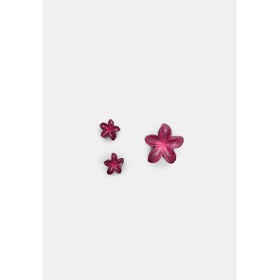 Stradivarius Set of 3 floral hair clips Coral OS