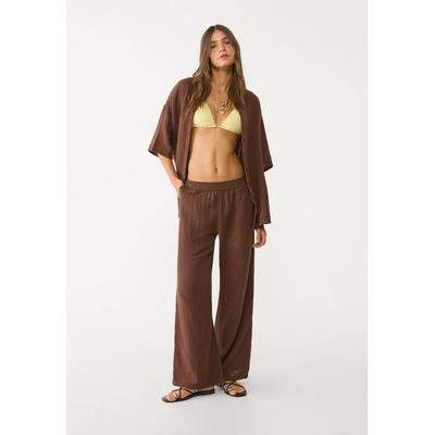 Stradivarius Flowing cotton shirt Brown XL