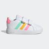 Sneaker ADIDAS SPORTSWEAR "GRAND COURT LIFESTYLE HOOK AND LOOP", Kinder, Gr. 23, weiß (cloud weiß, pulse mint, beam pink), Synthetik, Textil, sportlich, Schuhe, für Kinder, Design auf den Spuren des adidas Superstar
