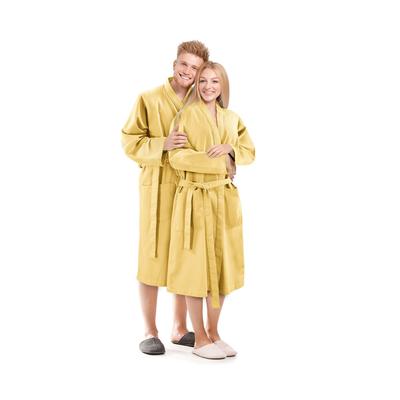 Bademantel KENDA SAND "Carla 125" Gr. L, gelb, L, Baumwolle, Hausmäntel, bequem, Wohlfühlqualität, mit Gürtel Image