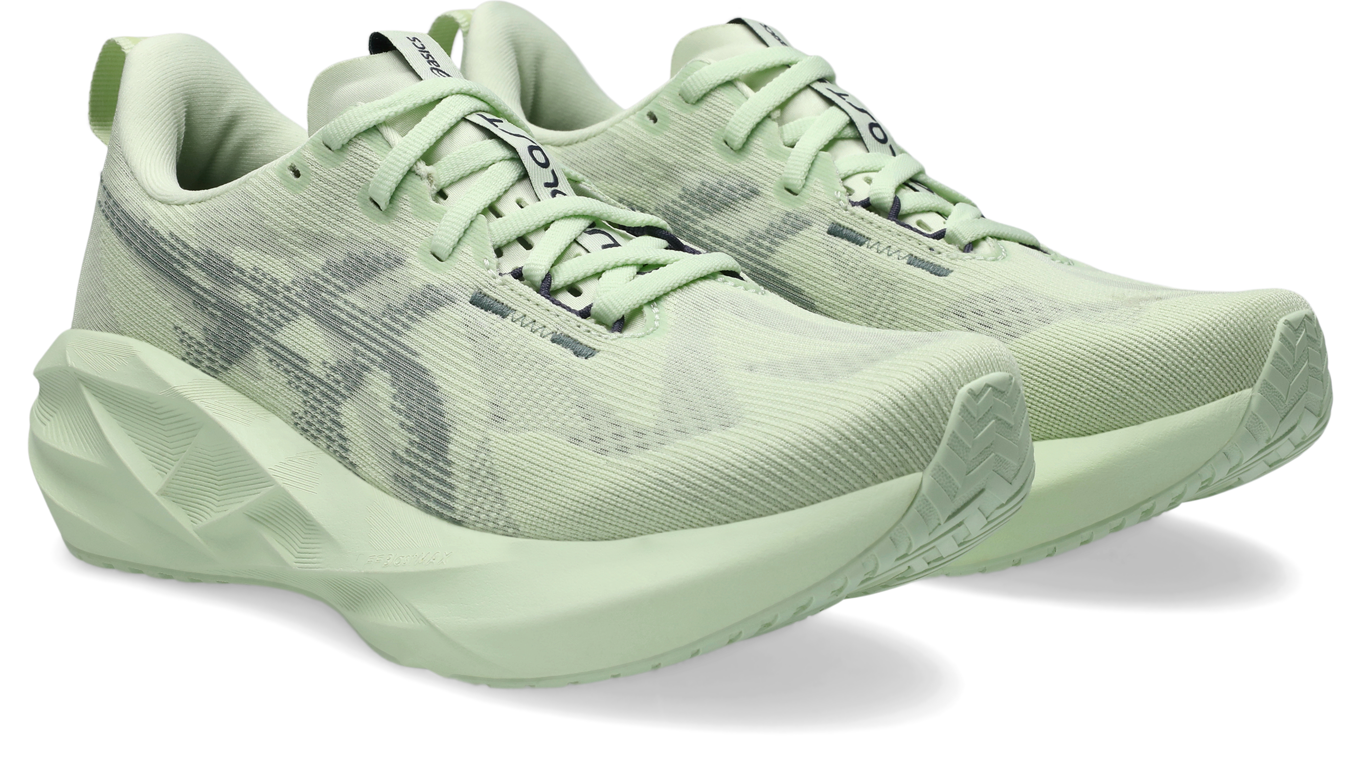 Laufschuh ASICS "NOVABLAST 5", Damen, Gr. 39,5, grün (whisper grün, monument blau), Textil, Schuhe Laufschuh