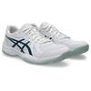 Hallenschuh ASICS "UPCOURT 6", Gr. 47, weiß, tranquil teal, Synthetik, sportlich, Schuhe, für Hallensport
