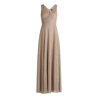 Abendkleid VERA MONT "Vera Mont Abendkleid mit Plissee", Damen, Gr. 42, Normalgrößen, weiß (cream, weiß), Chiffon, Obermaterial: 62% Polyester, 38% Polyester metallisiert. Futter: 100% Polyester., festlich, ausgestellt lang, V-Ausschnitt, ohne... Image