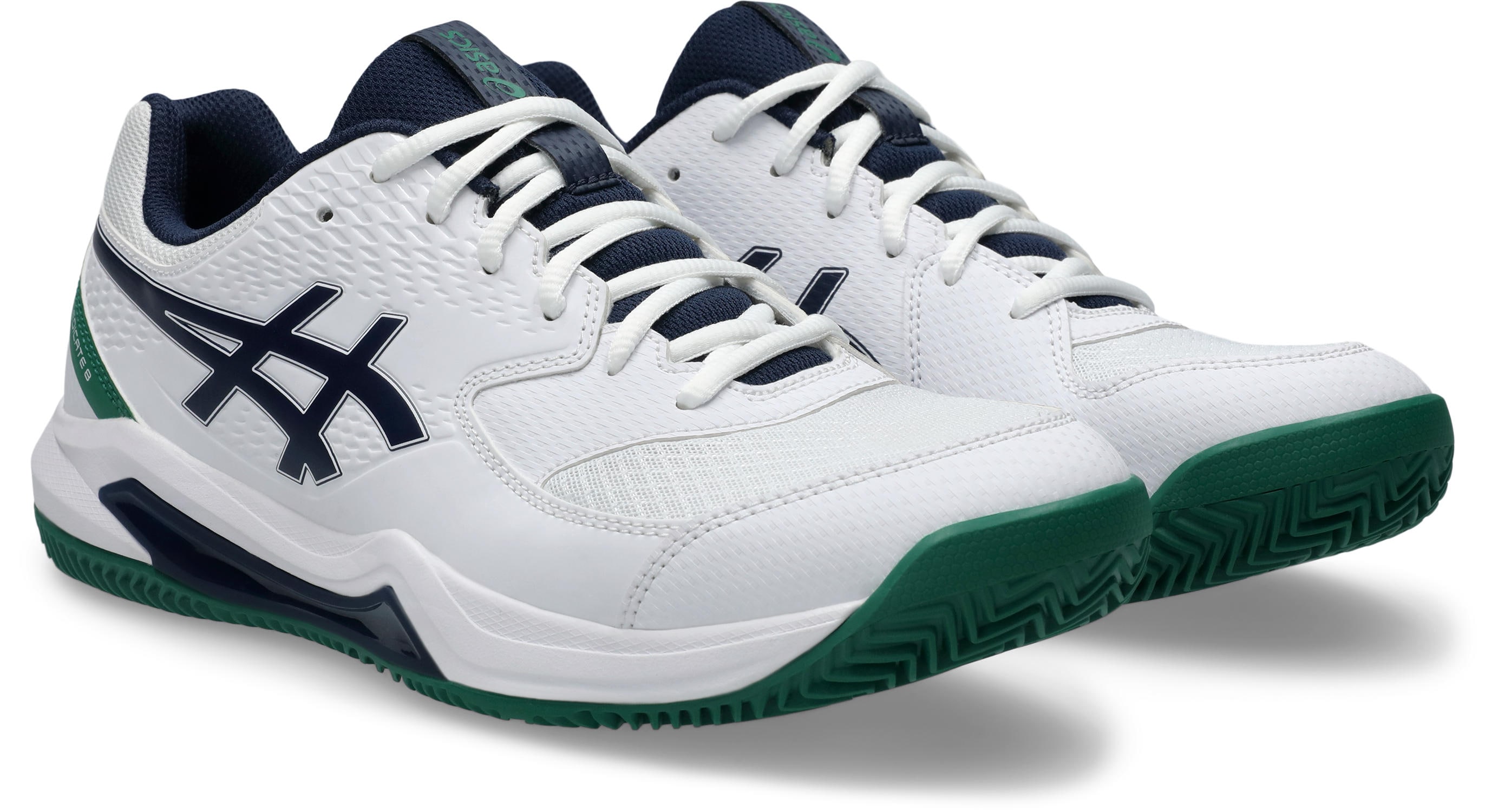 Tennisschuh ASICS "GEL-DEDICATE 8 CLAY", Gr. 42,5, weiß (weiß, midnight), Synthetik, Sportlich, Schuhe, Sandplatzschuhe für Ascheplätze
