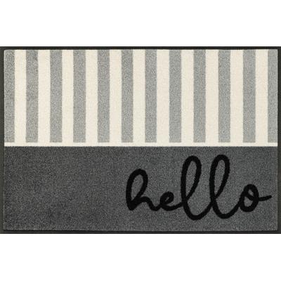 Fußmatte "Hello Stripes", grau, B:50cm H:7mm L:75cm, Polyamid, WASH+DRY BY KLEEN-TEX, Teppiche Image
