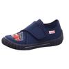 Hausschuh SUPERFIT "Bill WMS: Mittel", Kinder, Gr. 25, blau (dunkelblau, feuerwehr), Textil, bestickt, casual, Schuhe, Kindergarten Schuh im Jeans-Look, Größenschablone zum Download