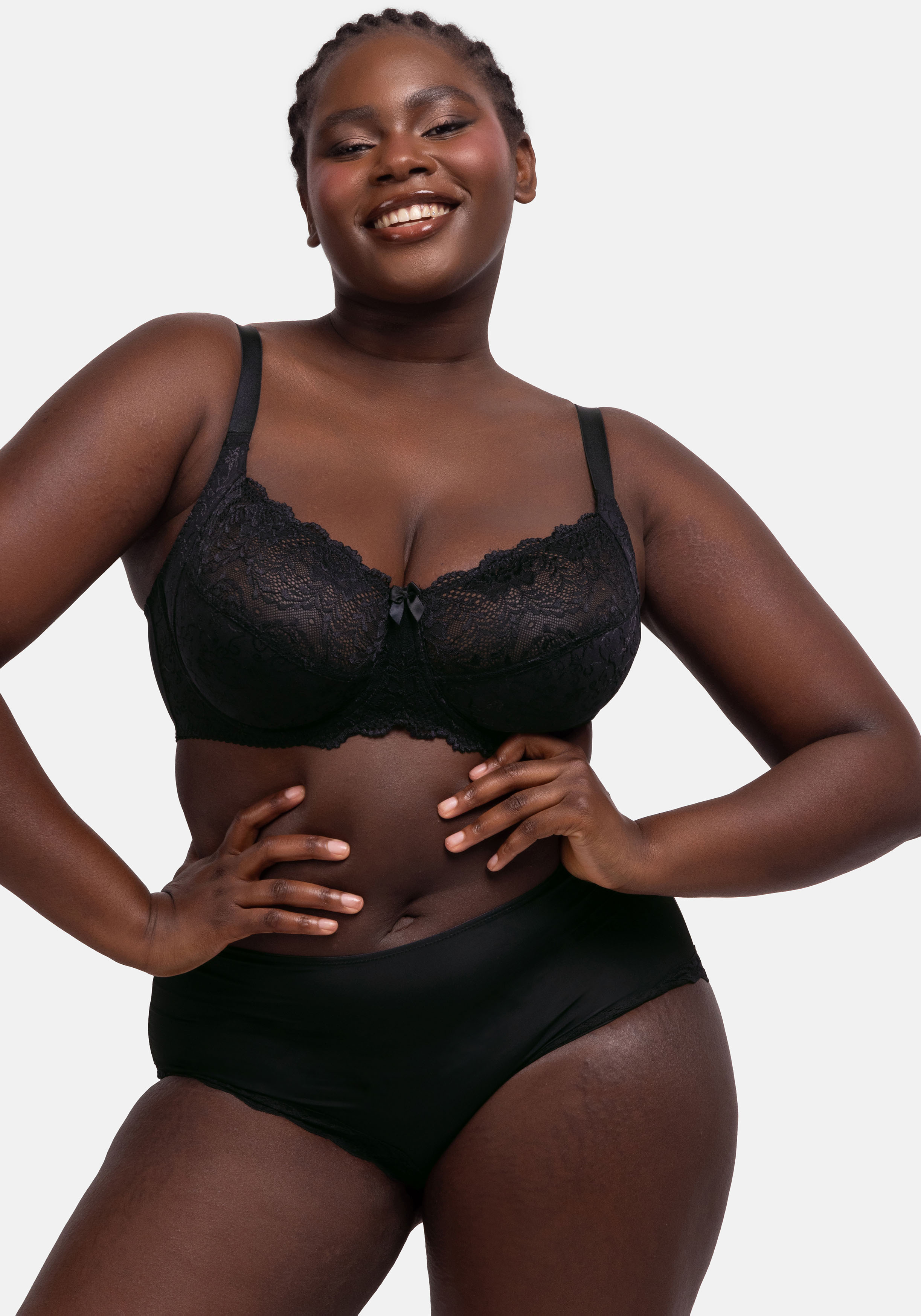 Bügel-BH DORINA "Philippa", Damen, Gr. 80, Cup C, schwarz, Spitze, Obermaterial: 38% Polyamid, 34% Polyester, 22% Baumwolle, 6% sonstige Fasern, unifarben, bequem, BHs Bügel-BH, mit Satinschleife, elastische Spitze, glänzende Träger Image
