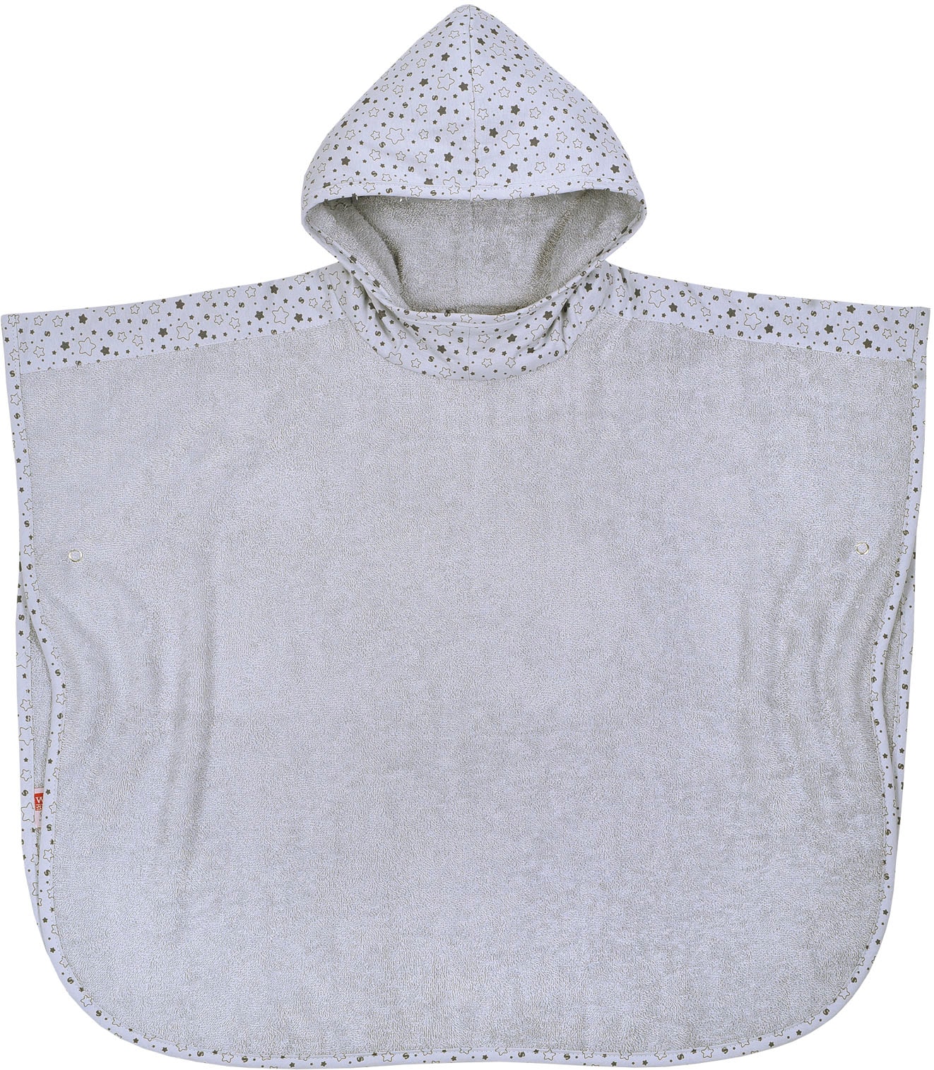 Badeponcho WÖRNER "Sterne hellgrau", grau (hellgrau), L:60cm, Baumwoll-Webfrottier, Hausmäntel, maschinenwaschbar, trocknergeeignet