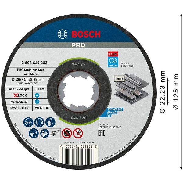 BOSCH 10er-Pack Trennscheiben »X-LOCK Standard for Inox« 12.5 cm Image