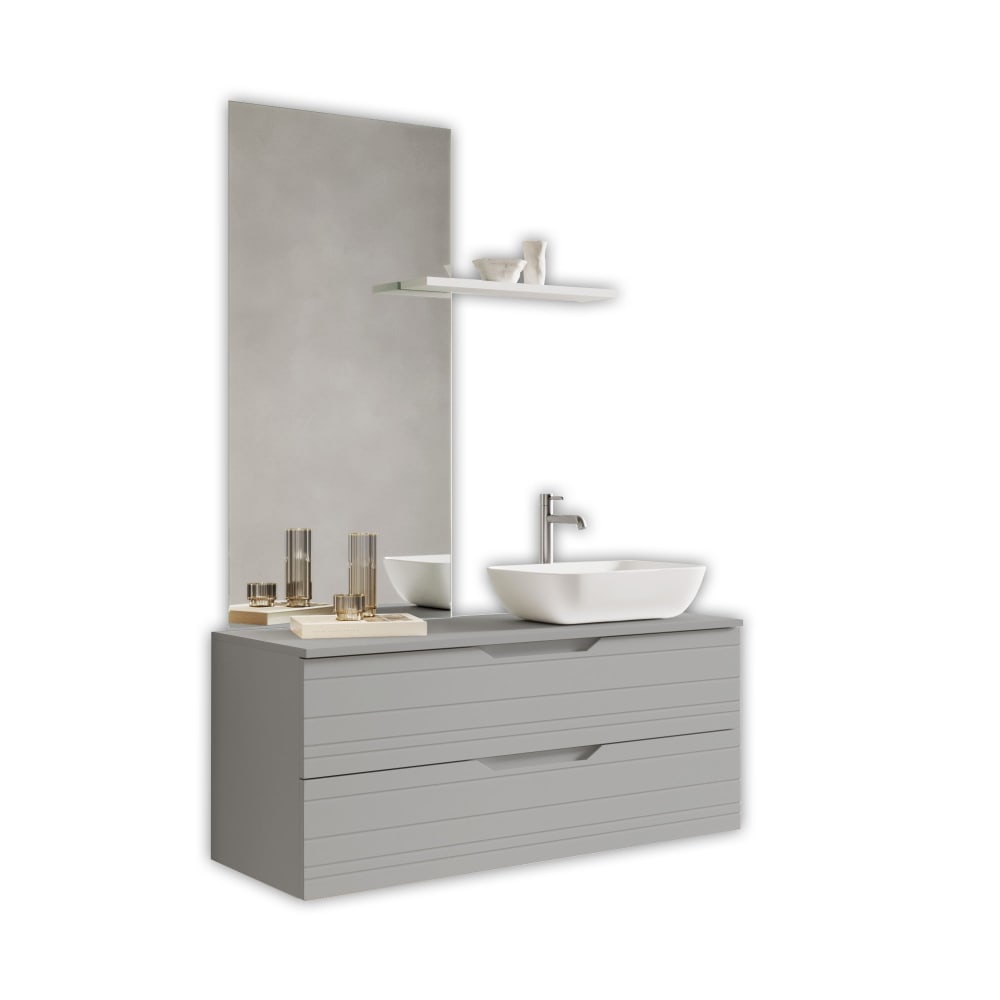 Composition de salle de bain 4 pièces en MDF gris