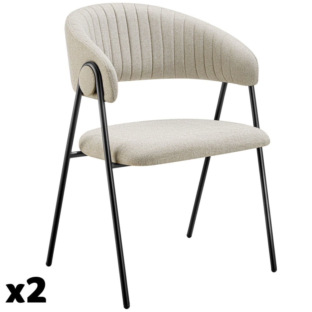 Lot 2 Fauteuils rembourré ergonomique en tissu 150kg max grège