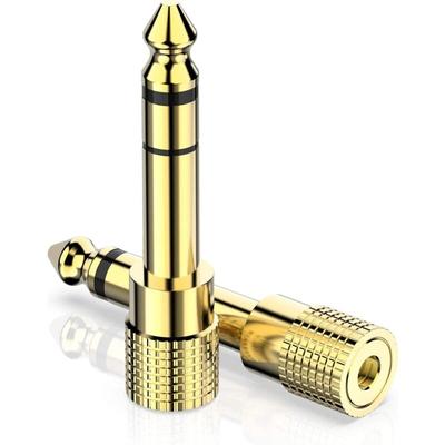 2er-Pack 6,35-mm-Klinkenstecker auf 3,5-mm-Klinkenadapter, vergoldeter Stereo-Kopfhörer-Adapter für Image