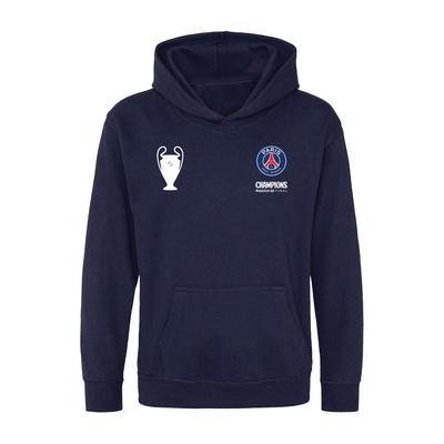 PSG UCL Champions 2025 Klein Logo Gedruckt Hoodie - Marineblau - Kinder Image