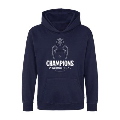 PSG UCL Champions 2025 Outline Grafik Aufdruck Hoodie - Marineblau - Kinder Image