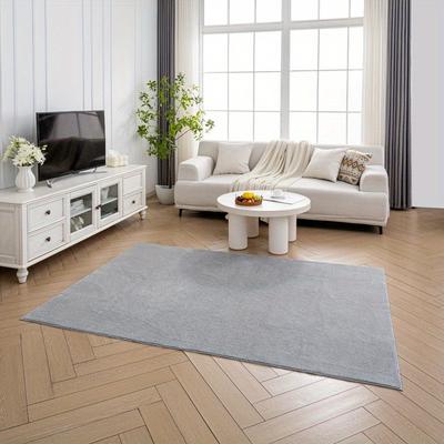 TEMU Washable Rug For Living Room, Bedroom, Short Pile, Non Slip, Fluffy, Soft, Modern Rug, Plain Pattern Modern Shaggy Fluffy Soft Rugs Image