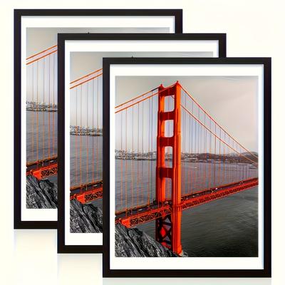 TEMU 3/5pcs, Wooden Picture Frames With Mat, Vintage Style Wall Hanging Photo Frame For Artwork, Display, Decor Image