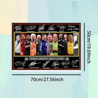 "TEMU 1pc Unframed " Darts Players" Autographed Poster - Darts Wall Art, Preprinted, Frameless Design, Collectible Sports Memorabilia, Darts Decor" Image