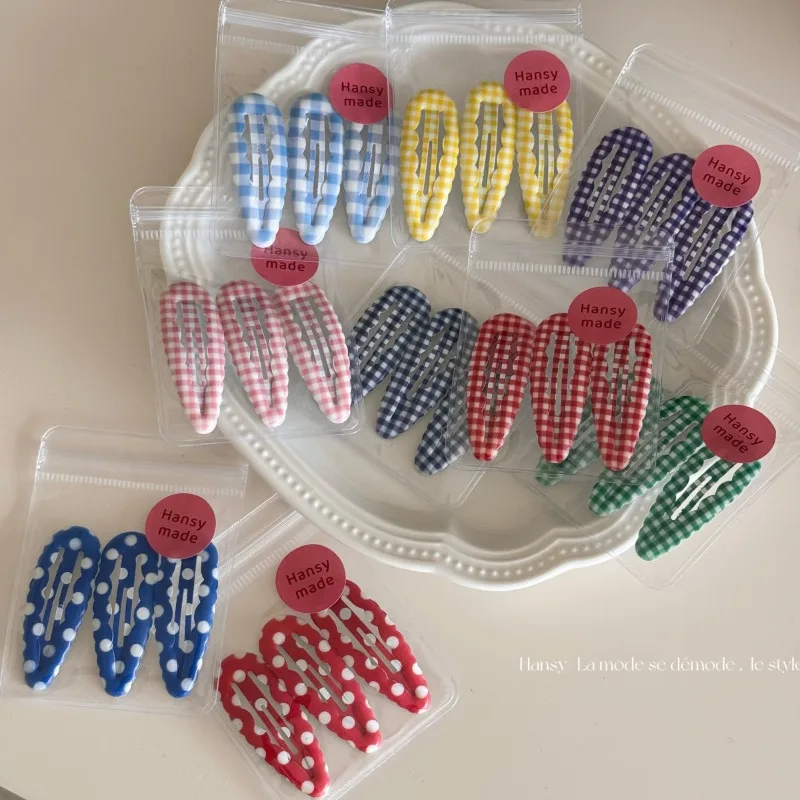3 Packungen Wassertropfen-Haarspangen mit gewelltem Rand, kariert, BB-Clip, einfache Haarnadel für Babys, Mädchen, Kinder, Haar-Accessoires Image
