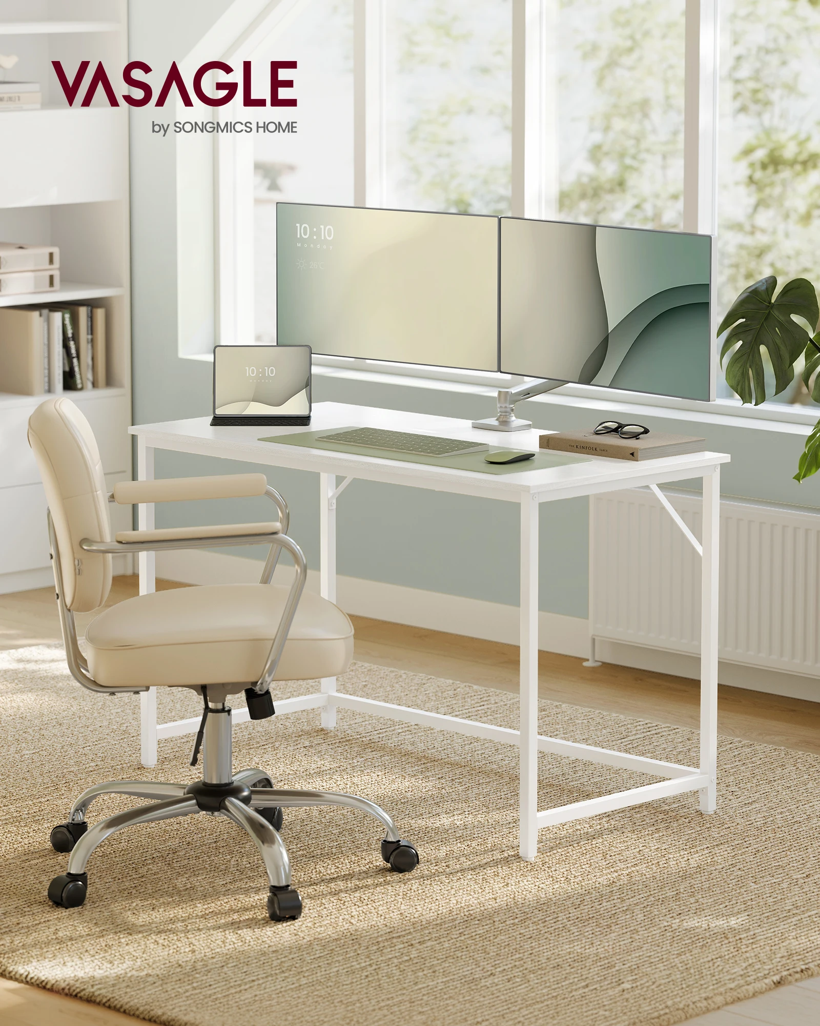 VASAGLE Schreibtisch,Kleiner Computertisch,Bürotisch,für Arbeitszimmer,Schlafzimmer,moderner Stil,Metallgestell