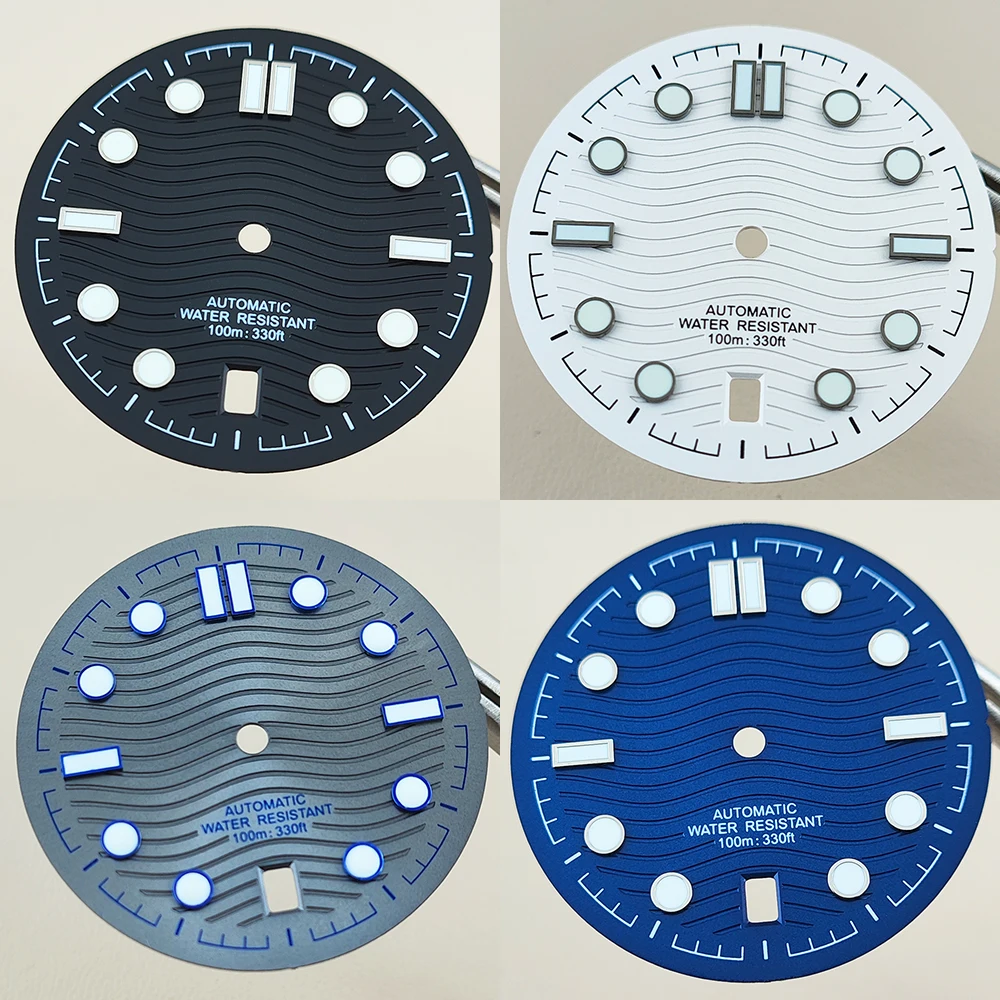31,7 mm Zifferblatt NH35-Zifferblatt schwarz weiß blau grünes Zifferblatt Uhrenzubehör anpassbares Logo-Zifferblatt passend für 6-Uhr-NH35-Uhrwerk Image