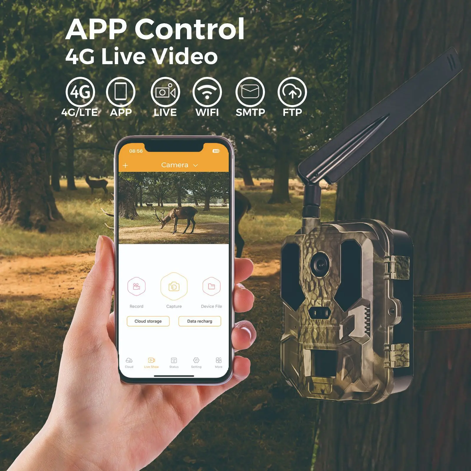 4G Tracking Kamera APP Steuerung Cloud Service 4K Live video Stream FTP SMTP 8000Mah Lithium-Batterie Jagd Cam HC-960Ultra-LI Image