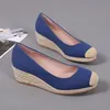 Neue Frühling Sommer Mode High Heels Frauen Party Schuhe Marke Elegante Damen Keile 6 cm Frauen Pumpen Schwarz Blau Plus größe 42 DX296