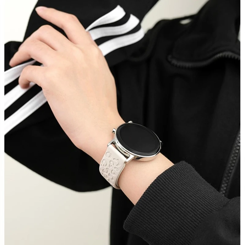 20 mm graviertes Armband für Samsung Galaxy Watch 4 5 6 7 40 mm 44 mm 5 Pro 45 mm Leoparden-Silikonarmband für Huawei GT 2 42 mm Image