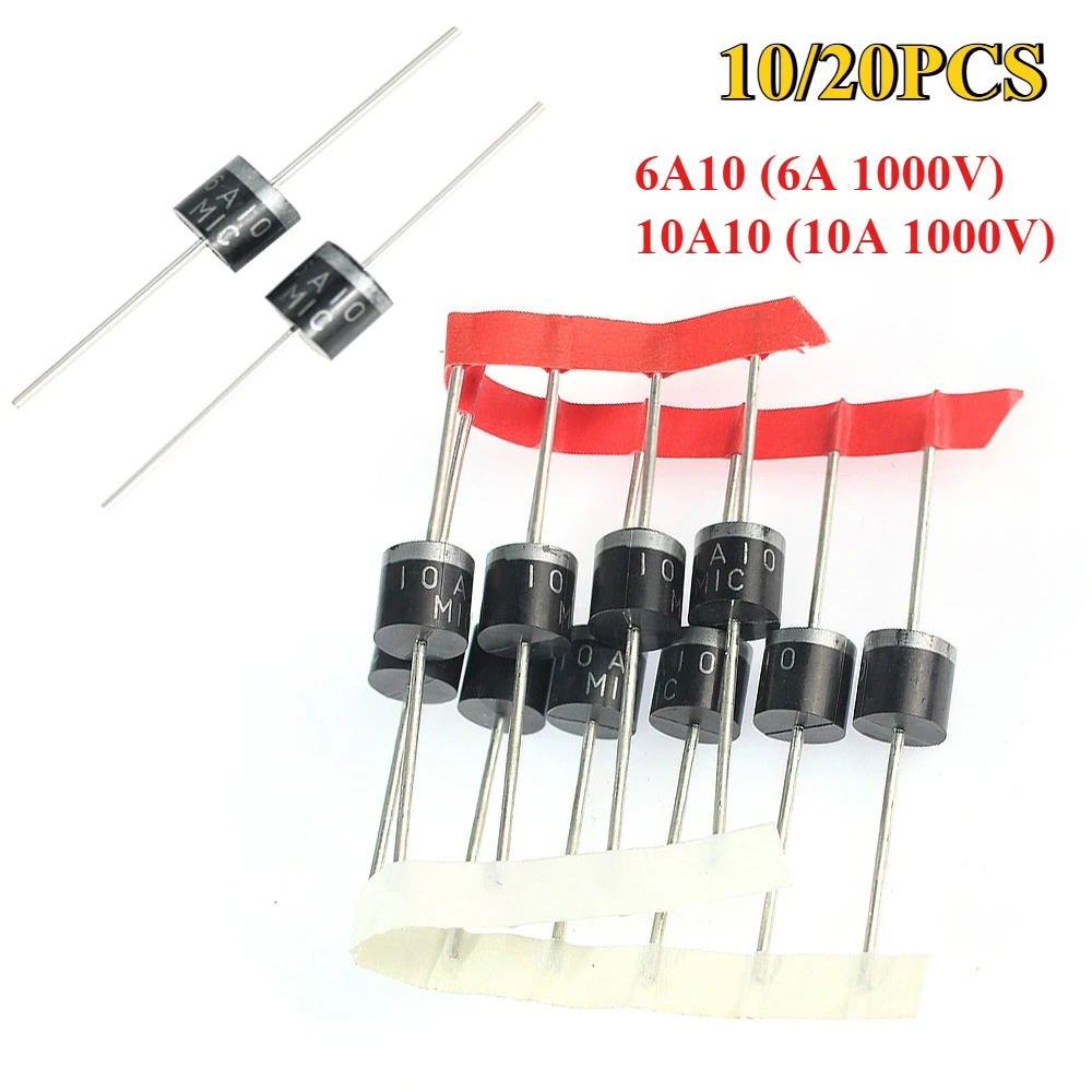 10/20 Stück 10A10 6A10 Gleichrichterdiode 6A 10A 1000V DO-27 Elektro-Axial-Gleichrichterdioden-Kit Image
