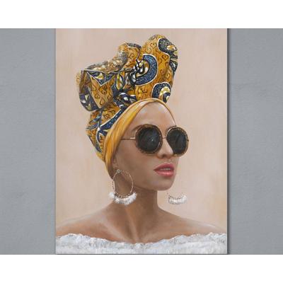 La Casa »Frau mit Turban und Sonnenbrille« Ölbild handbemalt 90x120 cm auf Leinwand Image