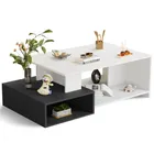 ROYGBIV-Table basse avec espace de rangement ouvert, Table de salon, Table de canapé en bois noir,
