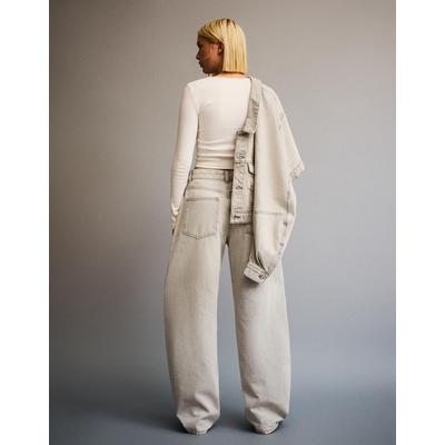 Bershka Wide-Leg Barrel Jeans Women 10 Grey