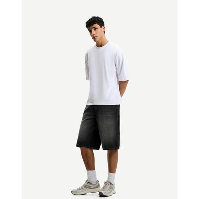 Bershka Denim Skater Bermuda Shorts Men 31 Black