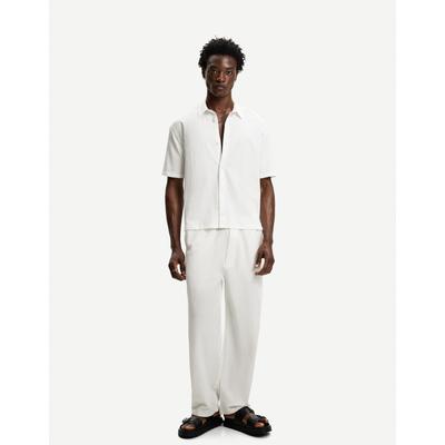 Bershka Pleated Baggy Jogger Trousers Men Xs Off White